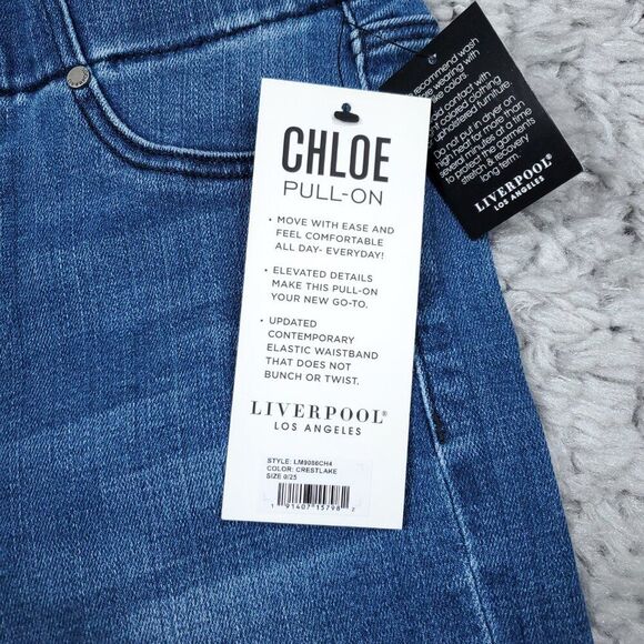 Liverpool Chloe Pull On Stretch Jean Shorts Size 0 25 Blue Rolled - Picture 4 of 10